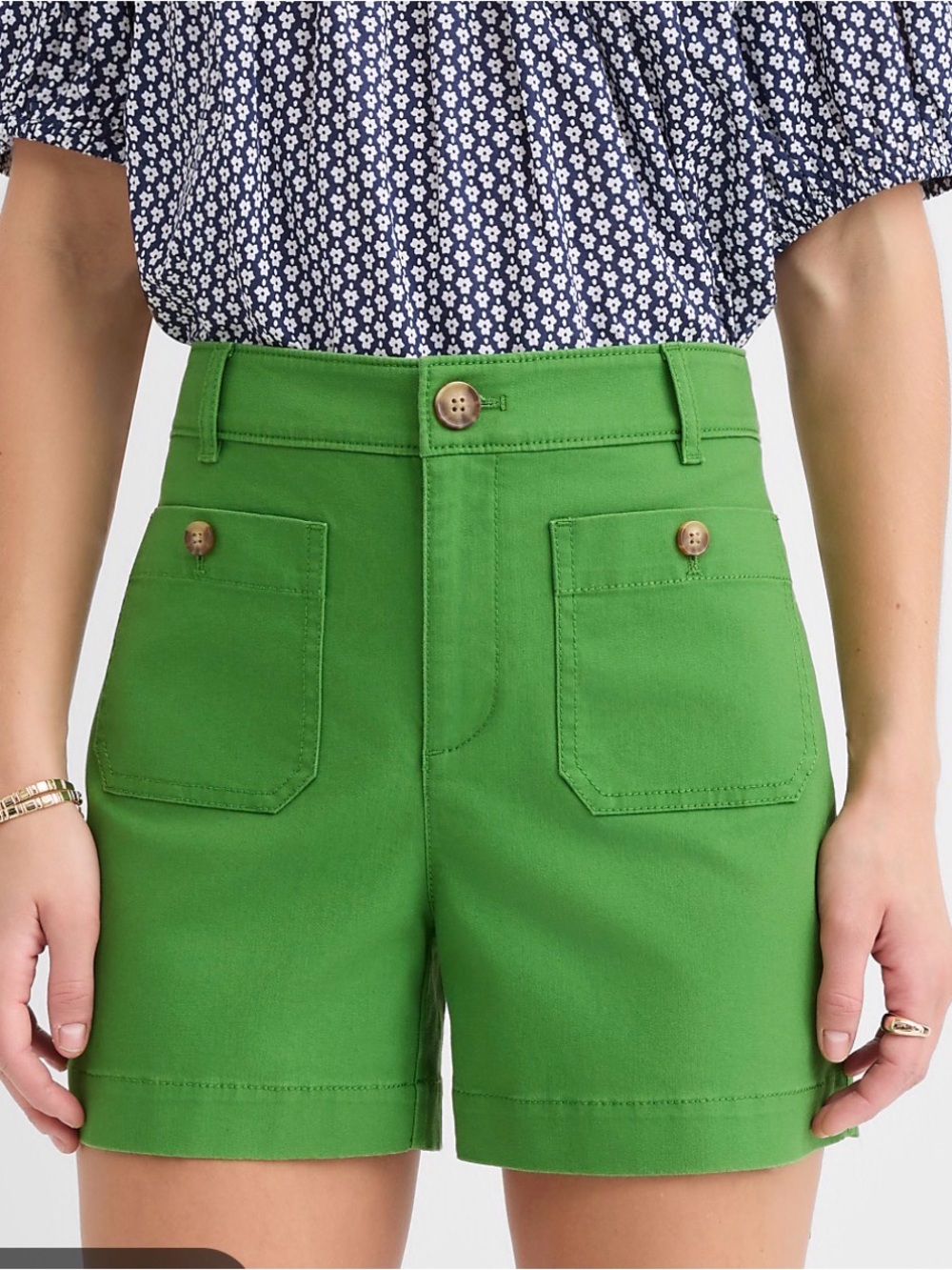 NWT Loft Palmer High-Rise Green Pocket Shorts 0 Twill